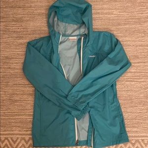 teal columbia windbreaker